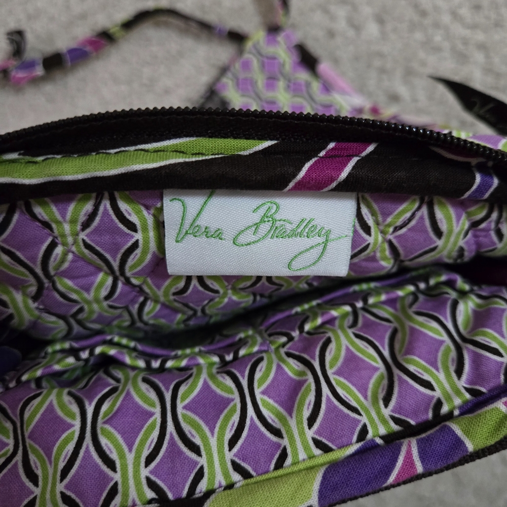 Vera Bradley 🎀 FLUTERBY Pink & Green Shoulder Bag, Crossbody Bag & Wristlet - Picture 7 of 10